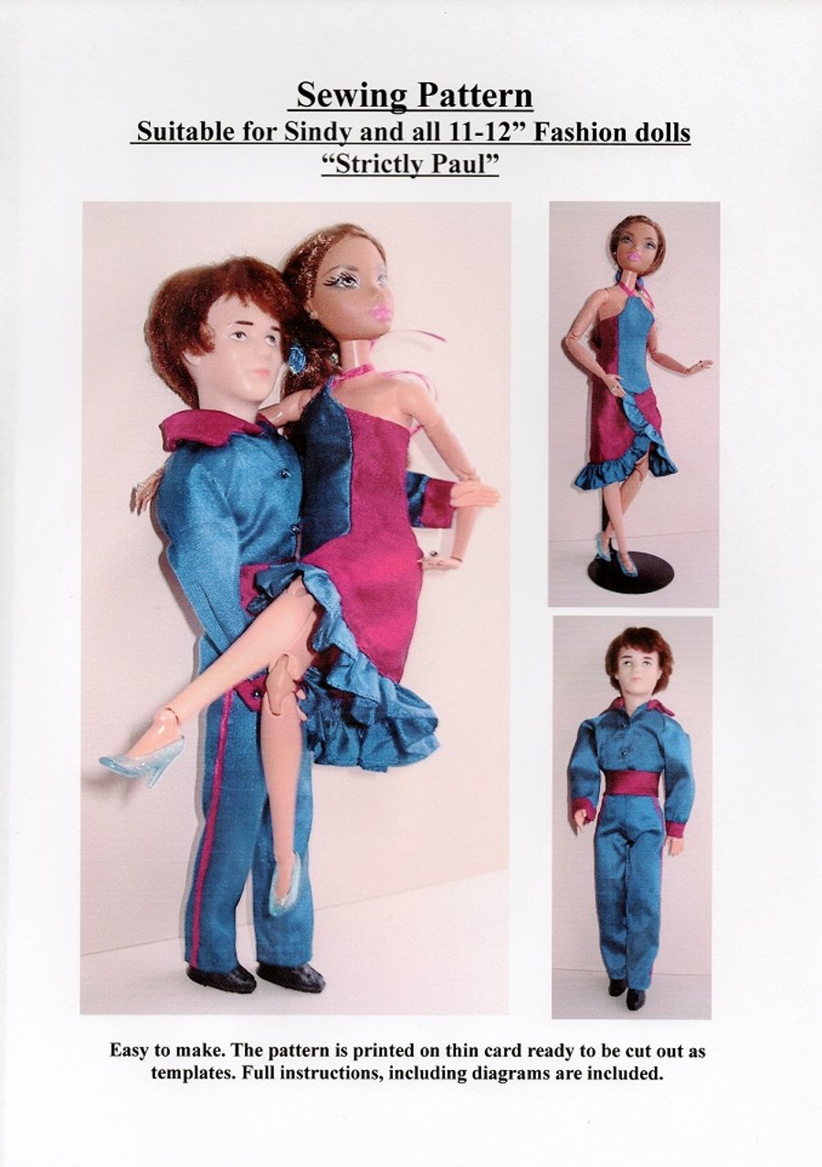 Sewing Pattern for a pair of 11-12" Fashion dolls. " Strictly"