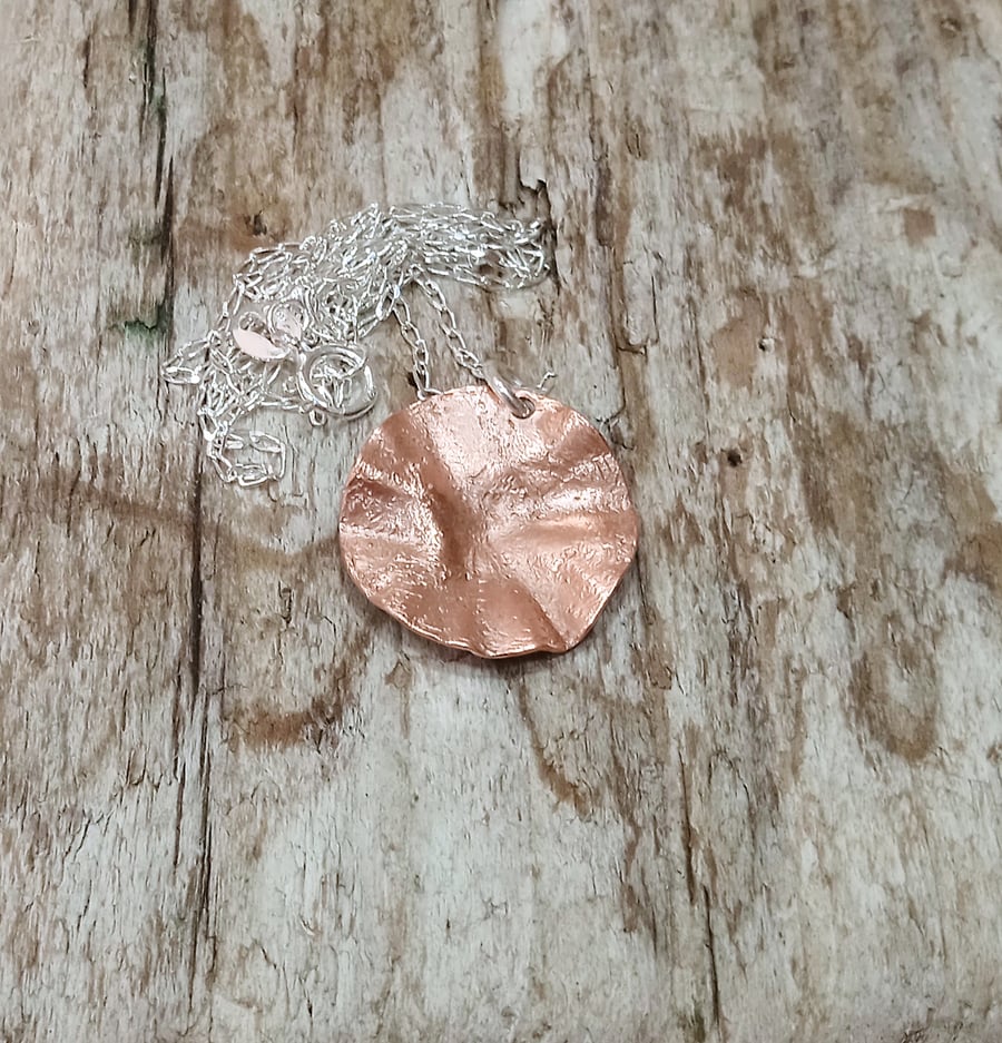 Distressed Copper Pendant Necklace - UK Free Post
