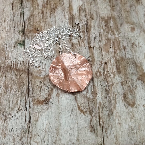 Distressed Copper Pendant Necklace - UK Free Post