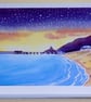 Art Greetings Card, Starry Sky, Mumbles Pier, Size A5, Blank inside - Image 1