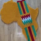 Kente Yellow Africa Rug - Handmade Afrocentric Textile Art