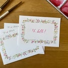 Set of 4 Hand Personalised Floral Watercolour A6 Notecards 