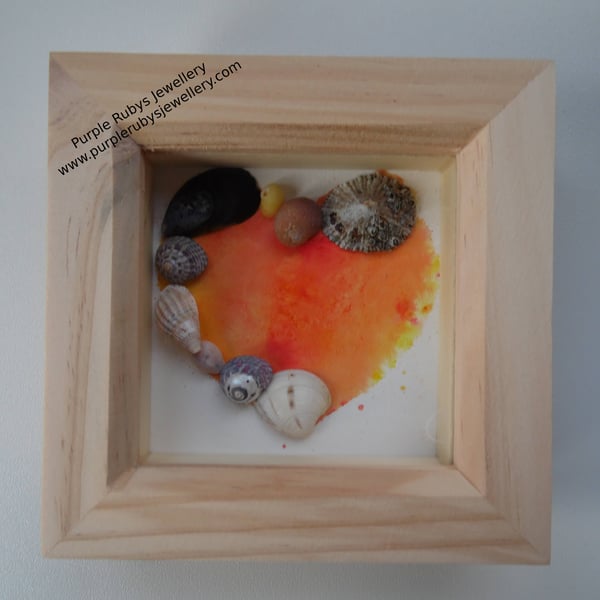 Heart of Cornwall Orange & Yellow Tie-Dye Sea Glass Picture P173