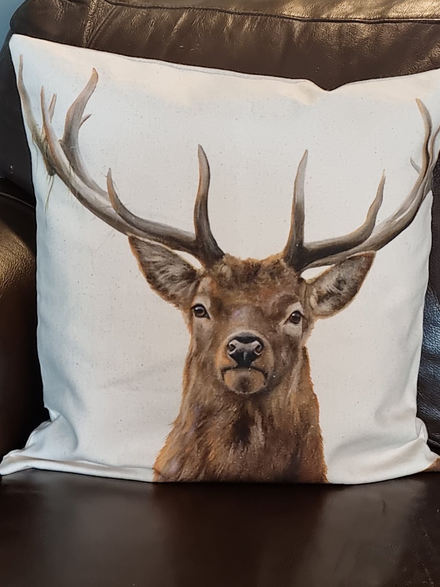 Stag head cushion cover