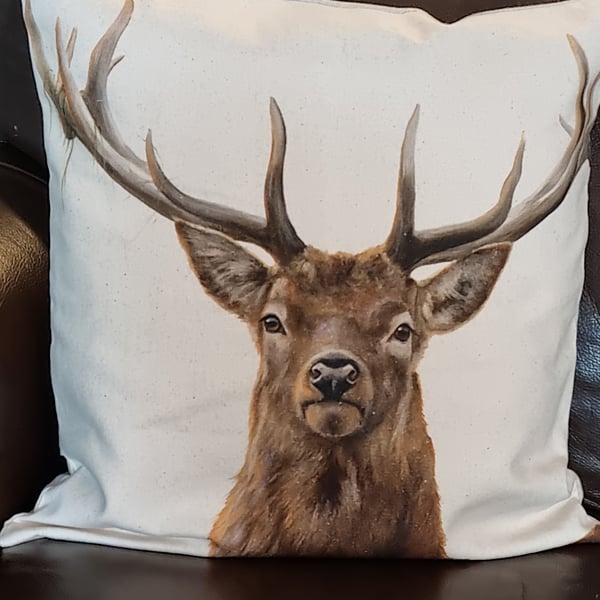 Stag head cushion cover