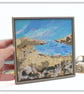 A small mixed media painting - framed - Scottish coast - coastal landscape