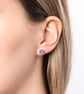 Recycled Silver Leaf Pattern Circle Stud Earrings  - Image 4