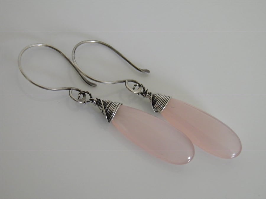 Pink Chalcedony Gemstone Earrings