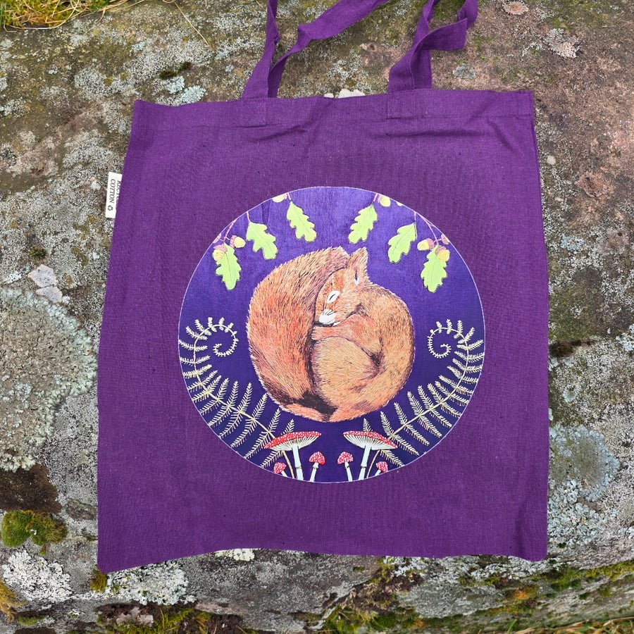 Sleeping Squirrel Recycled Cotton Tote Bag 