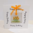 Fused Glass Marigolds Keepsake Card 