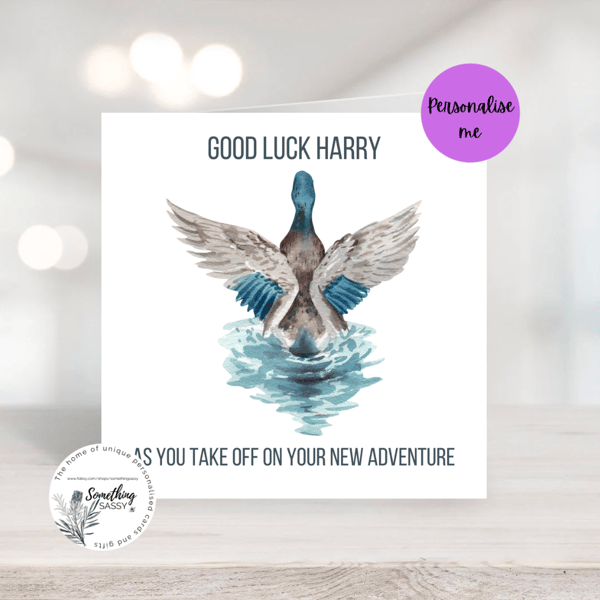 Personalised Good Luck Card, New adventure, travels, 