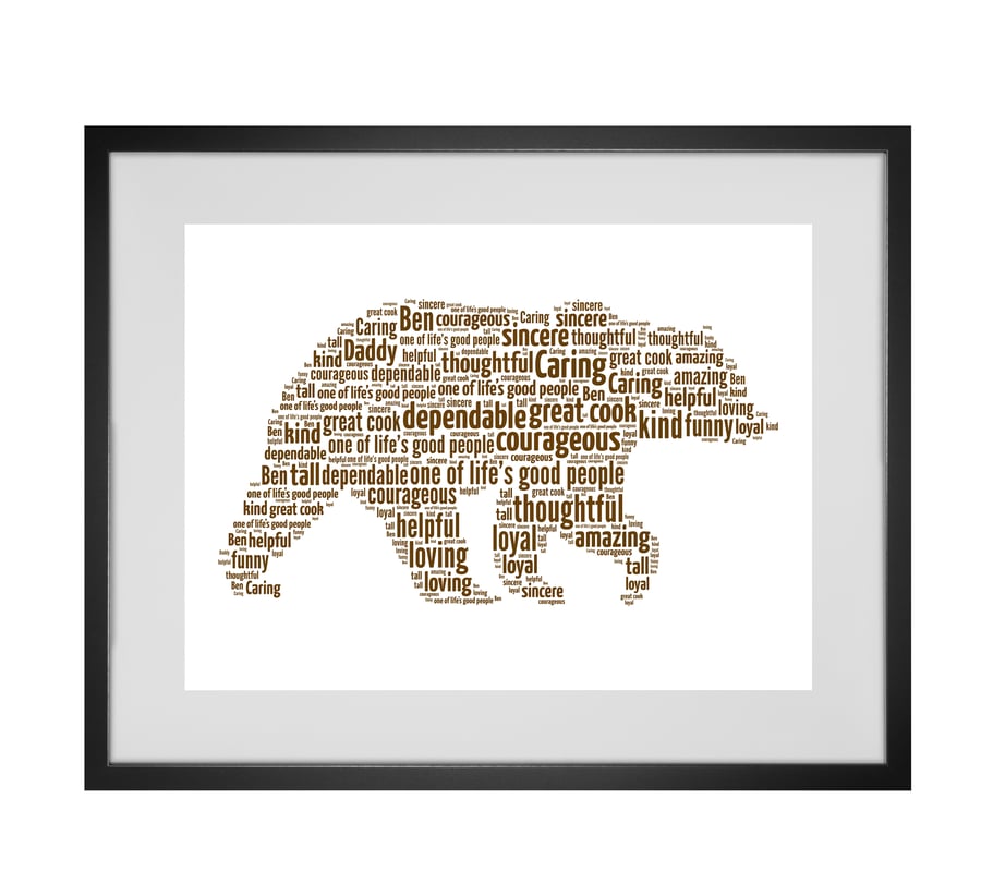 Personalised Bear Design Word Art Gifts 
