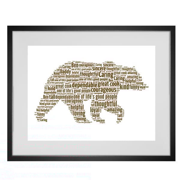 Personalised Bear Design Word Art Gifts 