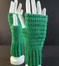Fingerless Mittens in Kelly Green. Handmade. Anti Pilling Yarn.