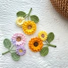 Handmade Crochet Sunflower Brooch, Flower Pin, Crochet Pin 