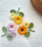 Handmade Crochet Sunflower Brooch, Flower Pin, Micro Crochet Pin 