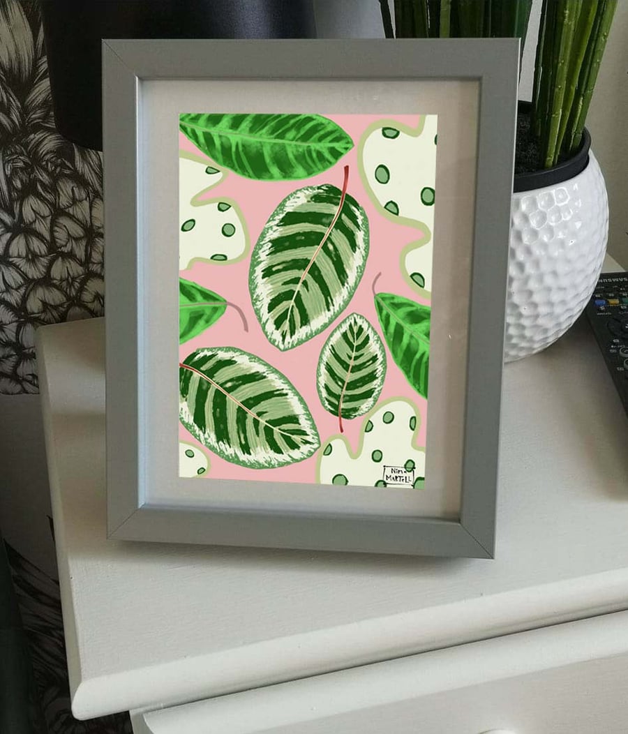 Plant Art. Prayer Plant. Plant Illustration. Abstract art. A4 Print Only. 