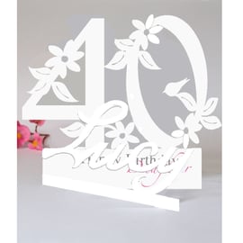 Personalised 40th 3d Birthday card for a Mum, Wife, Sister, Daughter etc