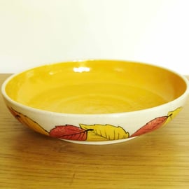 Pasta Bowl or Low Bowls- Autumn Beech Leaves (Orange)