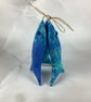 Blue and gold waves hanging fabric fish set, Handmade - Image 2