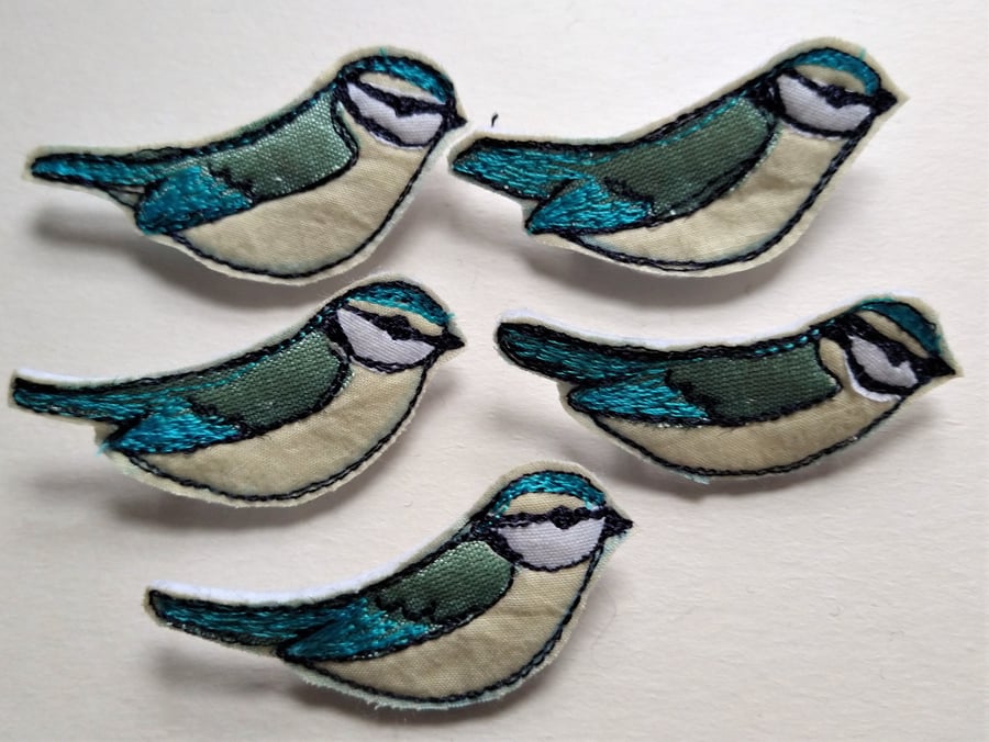 Embroidered Bluetit Brooch