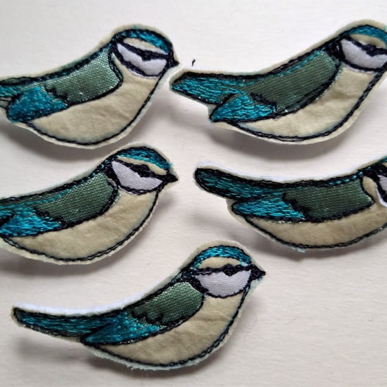 Embroidered Bluetit Brooch