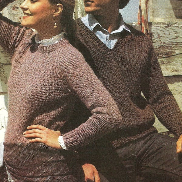VINTAGE KNITTING PATTERN His and Her Sweaters
