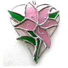 Lily Heart Suncatcher Stained Glass 021 Pink Flower