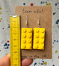 Upcycled Yellow 2x4 Lego Earrings - Silver Plate - Old Stock - Super Seconds - Image 5