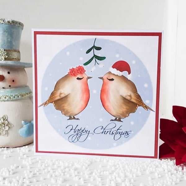 Robin Christmas card, robin card for husband, robin card for wife, Christmas Rob