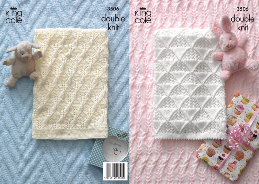 Knitting Pattern - King Cole DK Pattern 3506 - Baby Blankets  