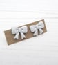 White Glitter bow earrings, stud or huggie hoops - Image 5
