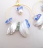 Faux Vintage Pearl Dangle Hoop Earrings, Shell, Green and Blue Sea Glass - Image 4