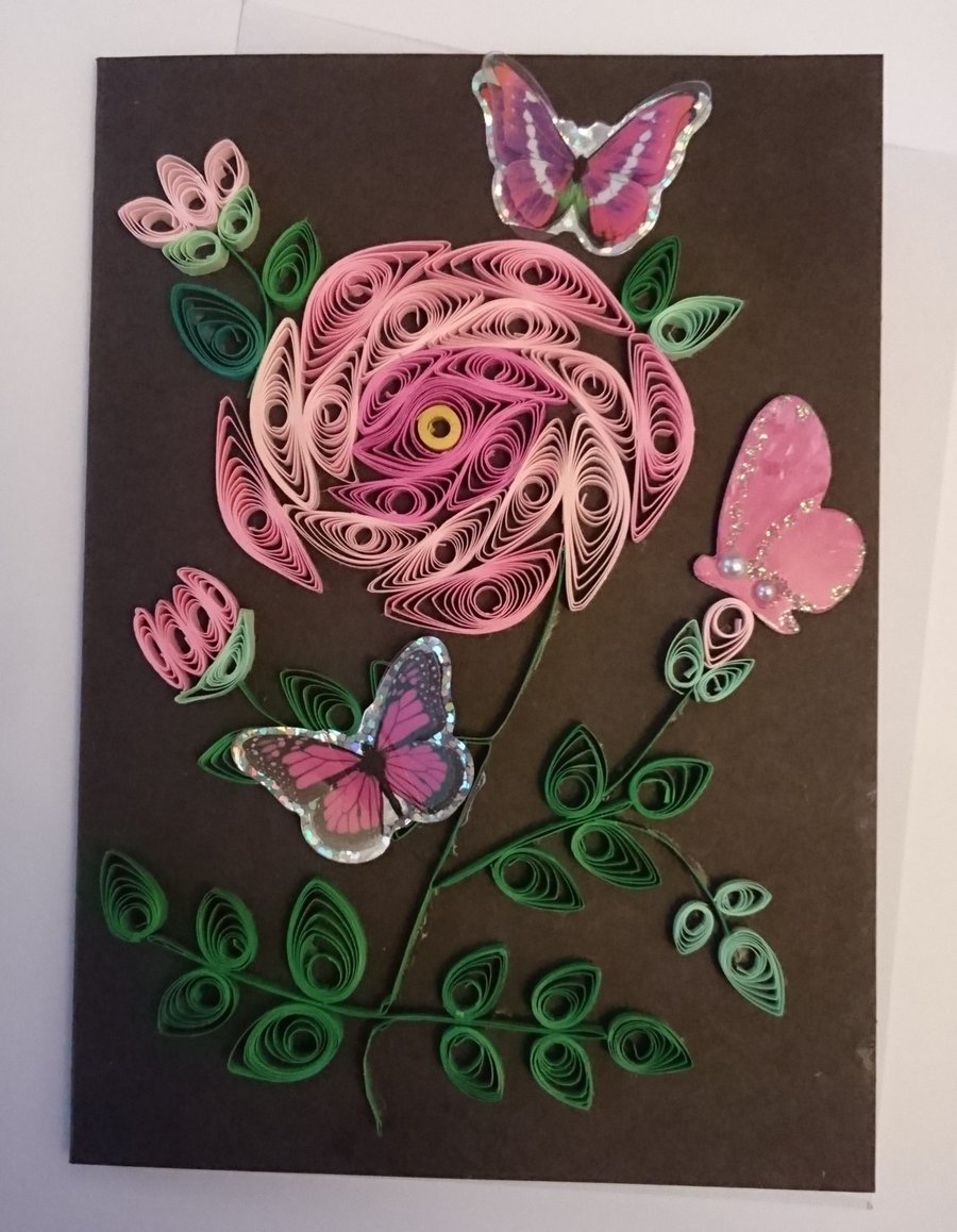 Rose Quilled Card A6