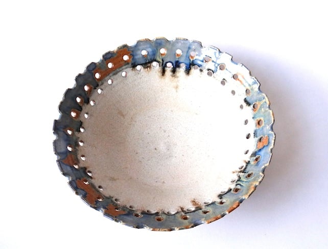 Decorative ceramic bowl with perforated rim - h... - Folksy