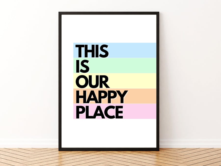 This is Our Happy Place Rainbow Typography Print Folksy