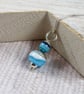 Blue Waves Glass Bead Pendant, Sterling Silver with Agate - Chain is Optional - Image 6