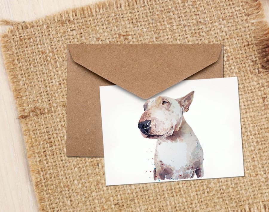 White English Bull Terrier GreetingNote Card.English Bull Terrier cards,Bull Ter