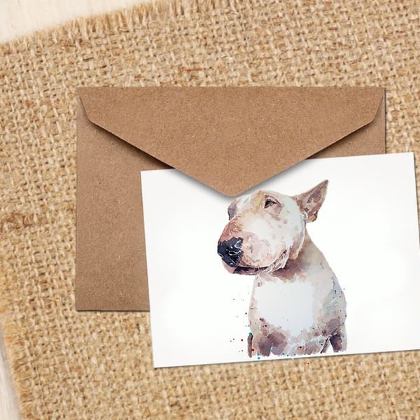 White English Bull Terrier GreetingNote Card.English Bull Terrier cards,Bull Ter