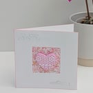 Handmade birthday card with detachable clay heart keepsake fridge magnet 