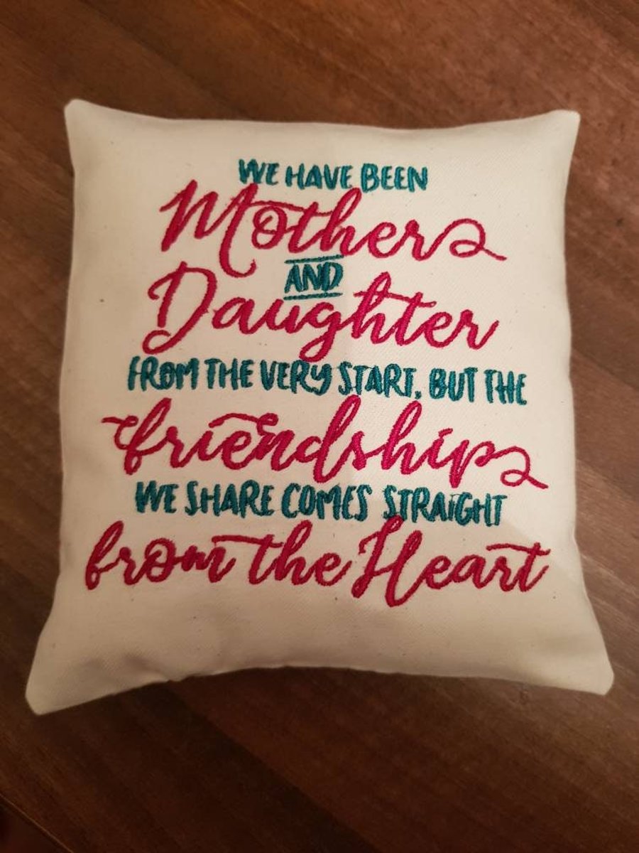Mother and daughter quote mini cushion backed in Cath Kidston fabric mothers day