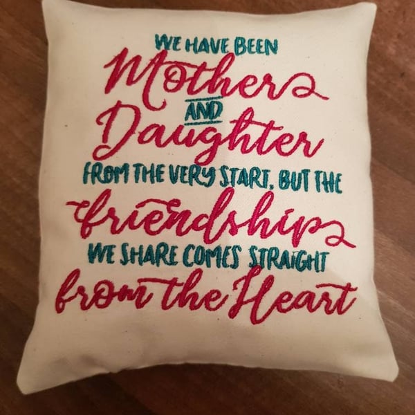 Mother and daughter quote mini cushion backed in Cath Kidston fabric mothers day