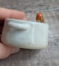 Small ceramic tealight holder with mini robin, white glaze - Image 7