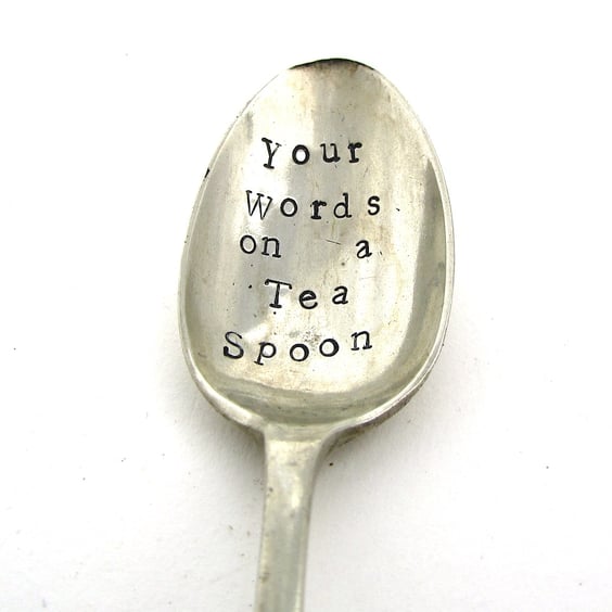 Personalised Tea Spoon, Handstamped Vintage Teaspoon
