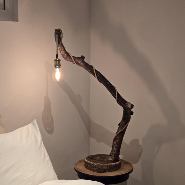 Handmade rustic wooden freestanding lamp