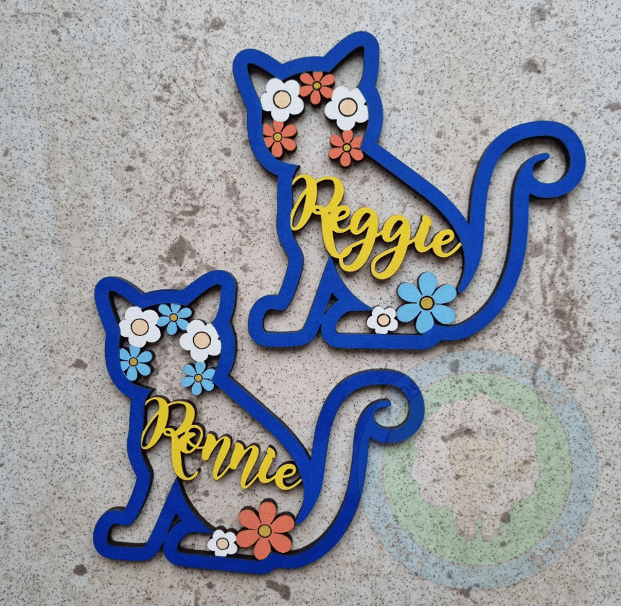 Personalised Cat Wooden Name Plaque