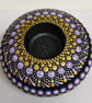 Hand painted purple and gold mandala tea light holder