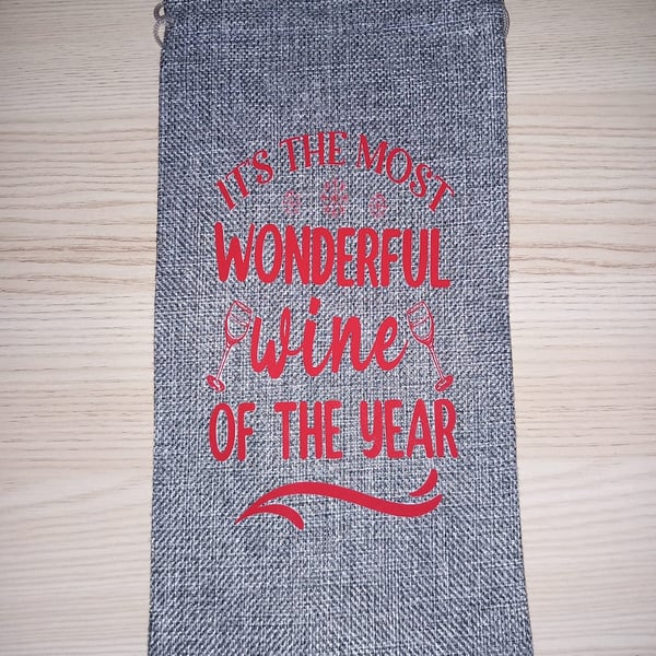 Christmas Wine Bottle Bag It's The Most Wonderful Wine Of The Year Gift Bag 