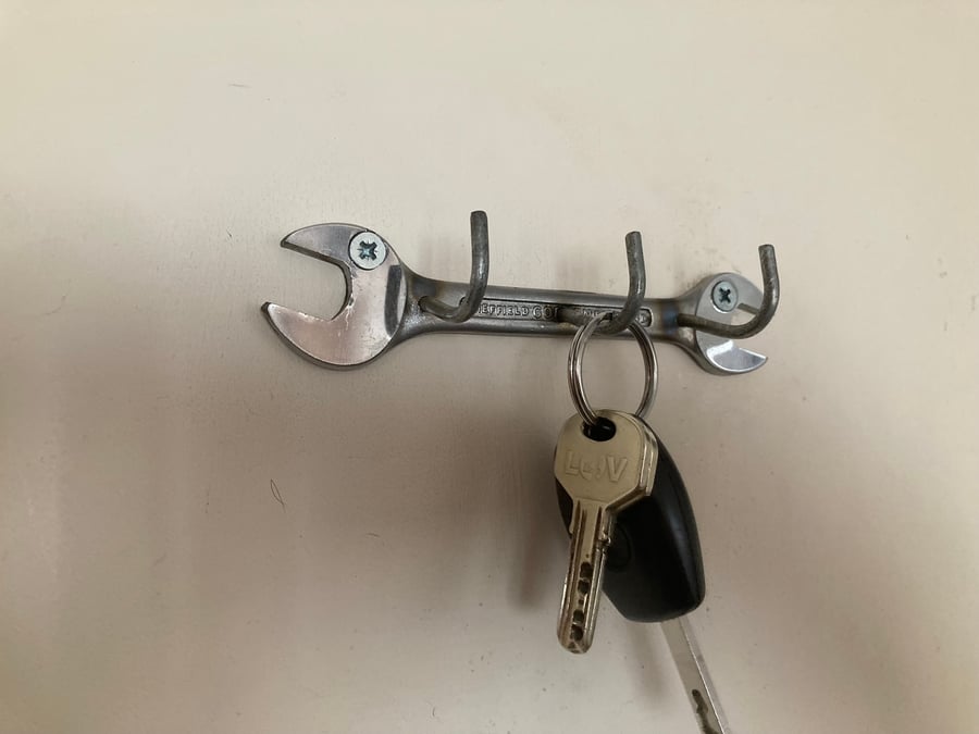Key Rack, 3 Hooks, Upcycled Vintage Gordon Spanner - Folksy