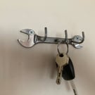 Key Rack, 3 Hooks, Upcycled Vintage Gordon Spanner